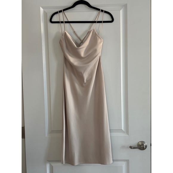 Express Dresses & Skirts - EXPRESS Satin Cowl Neck Slip Midi Dress Champagne Size Small
